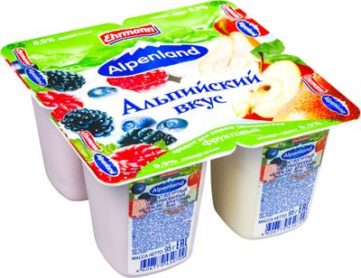Йогуртный продукт Alpenland Легкий 0,3% Лесная ягода/Яблоко и груша, 95г