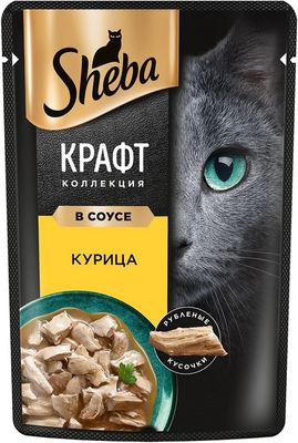 Влажный корм для кошек Sheba CRAFT COLLECTION «Сочные слайсы. Курица в соусе», 75г (10289478)