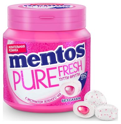Жевательная резинка Mentos Pure Fresh Тутти-Фрутти,  банка, 100г