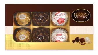 Конфеты шоколадные в коробке Ferrero Collection, ассорти, (набор Raffaello, Ferrero Rocher, Ferrero Rondnoir) 64,8г