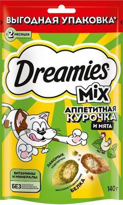 Лакомство для кош Dreamies с добавлением кур/мята 12*140г