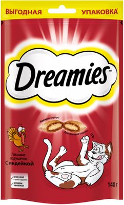 Лакомство для кошек Dreamies подушечки с индейкой, 140г
