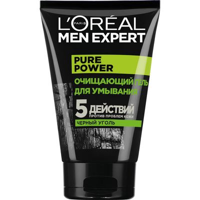 Гель для умывания L'OREAL Men Expert 100мл Pure Power Черный Уголь