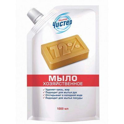 Мыло жидкое МИСТЕР ЧИСТЕР 1000мл Хозяйственное Дой-пак