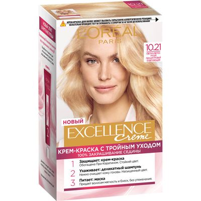 Краска для волос L'OREAL Excellence 270мл 10.21 Светло-светло русый перламутровый осветляющий