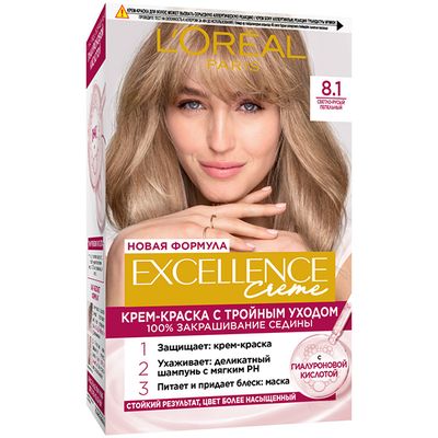 Краска для волос L'OREAL Excellence 270мл 8.1 Светло-русый пепелельный
