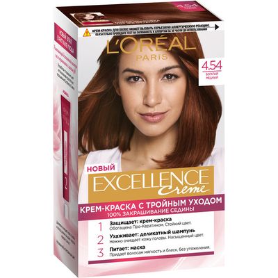 Краска для волос L'OREAL Excellence 270мл 4.54 Богатый медный