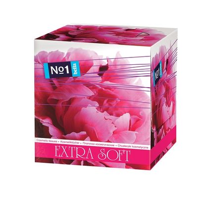 Платочки косметические BELLA 80шт Двухслойные Bella №1 Extra soft Розовые розы