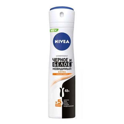Дезодорант для тела NIVEA 150мл спрей Черное и Белое. Невидимый Extra
