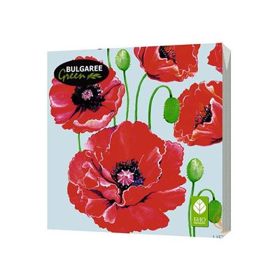 Салфетки бумажные BGREEN 3сл 20шт 33*33см Маки