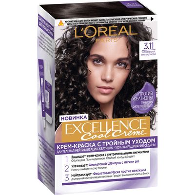 Краска для волос L'OREAL Excellence Cool 270мл 3.11 Ультрапепельный,Темно-Каштановый