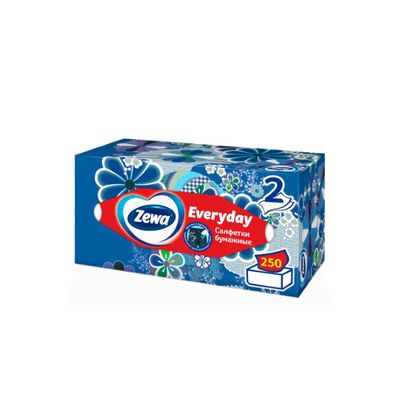 Салфетки косметические ZEWA Everyday 250шт для лица в коробке