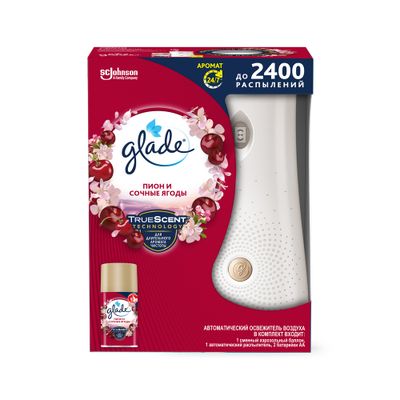 Освежитель воздуха GLADE Automatic 269мл Пион и сочные ягоды узкий основ блок