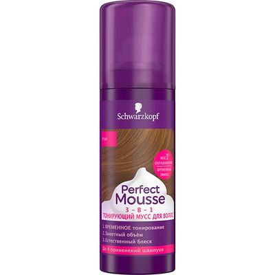 PERFECT MOUSSE 120мл Мусс для волос Тонирующий 3-в-1 Русый
