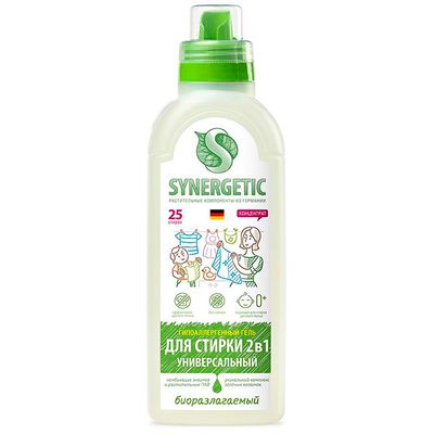 Концентрированный гель SYNERGETIC 0,75л Универсальный гипоаллергенный 2в1