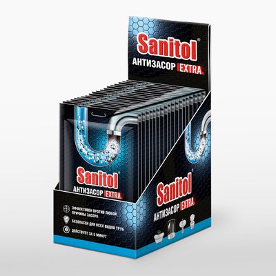 Средство для прочистки труб SANITOL 2 саше по 50г Антизасор Extra