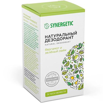 Дезодорант для тела SYNERGETIC 50мл натуральный Бергамот-Зеленый лайм