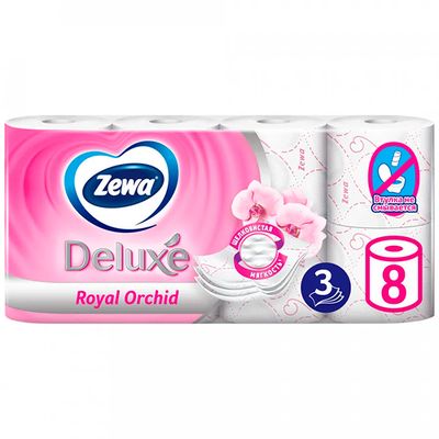 Туалетная бумага ZEWA Delux 8шт 3сл Орхидея