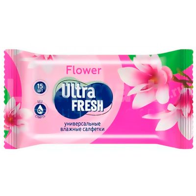 Влажные салфетки универсальные Ultra Fresh 15шт Flower & Fruit (120шт/ящ)