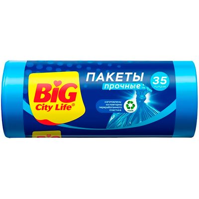 Пакеты для мусора BIG City 35л 30шт 50х60см HD синие (30шт/ящ)