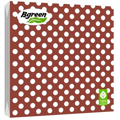 BGREEN 2сл 20шт 33*33см Салфетки бумажные Горох на кофейном