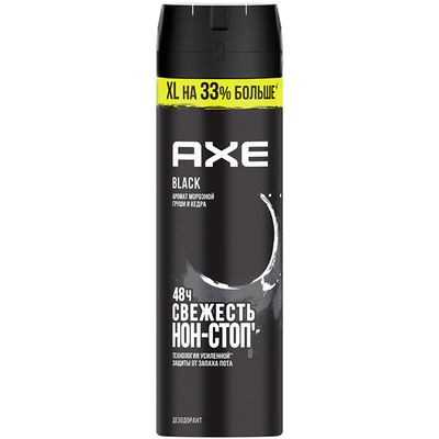 Дезодорант для тела AXE/АКС MEN 200мл BLACK,Морозная груша и Кедр XL на 33% больше спрей