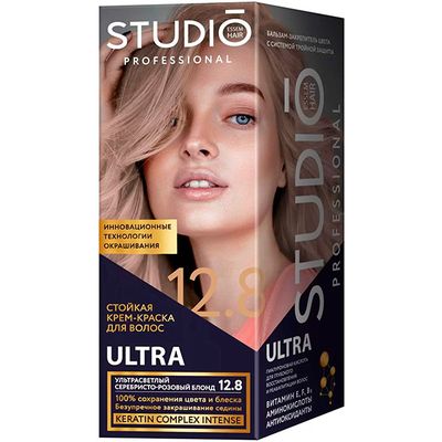 Краска для волос STUDIO professional 50/50/15мл 12.8 Ультрасветлый серебристо-розовый блонд для седых волос*6