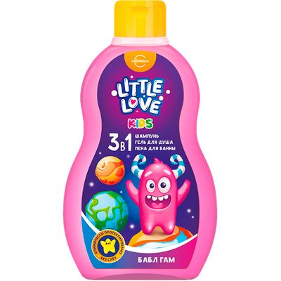 Шампунь для волос Little Love 420мл Шампунь+гель для душа+пена для ванны для детей 3 в 1 Бабл Гам