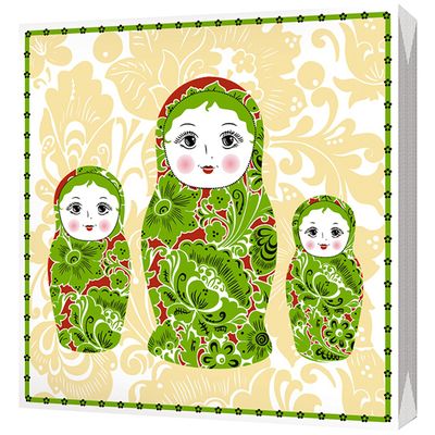 BGREEN 3сл 20шт 33*33см Салфетки бумажные Матрешки грин