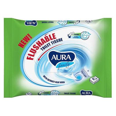 Влажная туалетная бумага AURA FAMILY 42шт КК/10