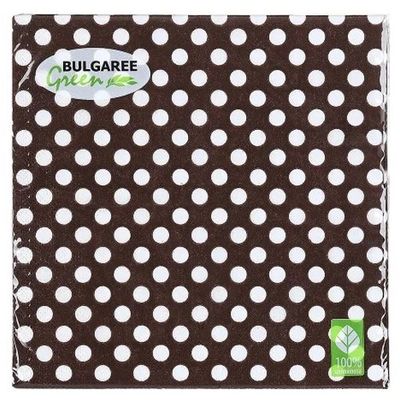 Салфетки бумажные BGREEN 2сл 50шт 24*24см Горох на кофейном