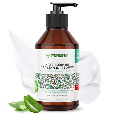 Бальзам для волос SYNERGETIC 400л натуральный Интенсивное увлажнение и блеск