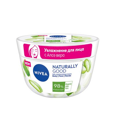 NIVEA 200мл Крем для лица увлажняющий Organic Aloe