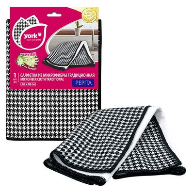 YORK 1шт 30х30см Салфетка из микрофибры традиционная Пепита
