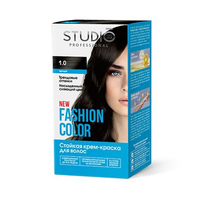 Крем-краска для волос STUDIO FASHION COLOR 50/50/15мл Чёрный 1.0