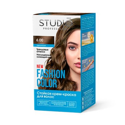 Крем краска для волос STUDIO FASHION COLOR 50/50/15мл Тёмно-русый 6.00