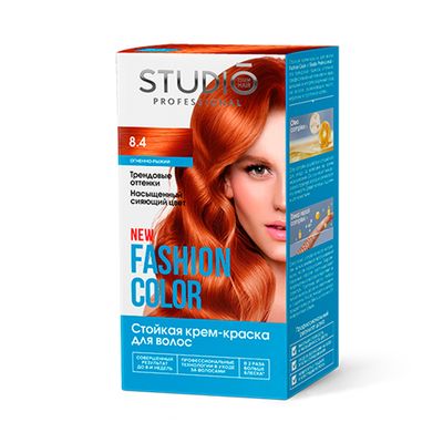 Крем-краска для волос STUDIO FASHION COLOR 50/50/15мл Огненно-рыжий 8.4