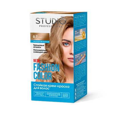 Крем-краска для волос STUDIO FASHION COLOR 50/50/15мл Песочный светло-русый 8.7