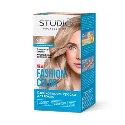 Крем-краска для волос STUDIO FASHION COLOR 50/50/15мл Пепельный светло-русый 9.1
