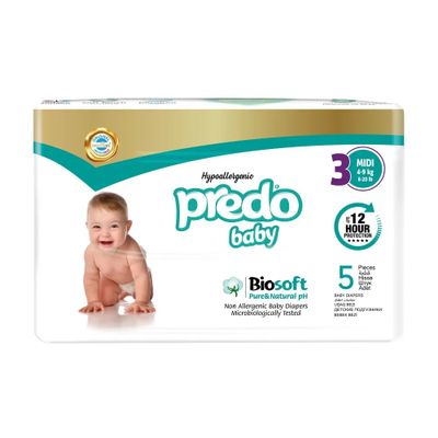 Подгузники для детей PREDO Baby 5шт № 3 (4-9 кг)