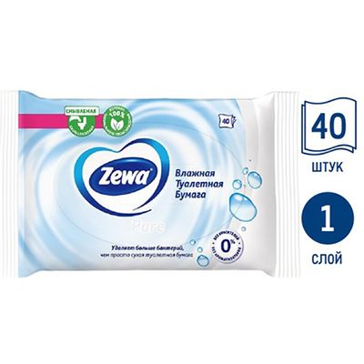 Влажная туалетная бумага ZEWA Pure 40шт