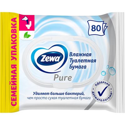 Влажная туалетная бумага ZEWA Pure 80шт