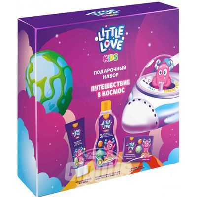 Подарочный набор LITTLE LOVE Путешествие в космос (Шампунь-гель-пена 3-в-1+Дет.мыло+Мыльн.краска)