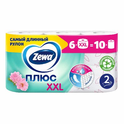 ZEWA Плюс 6шт 2сл Туалетная бумага XXL ЦВЕТЫ