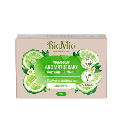 Мыло туалетное BIO MIO Bio Soap 90г натуральное БЕРГАМОТ и ЗЕЛЕНЫЙ ЧАЙ