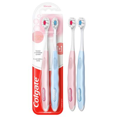 Зубная щетка  COLGATE 1+1шт Cushion Clean мягкая