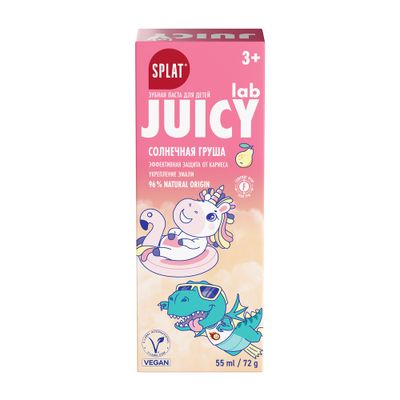 Зубная паста JUICY LAB 55мл со фтором Груша детская