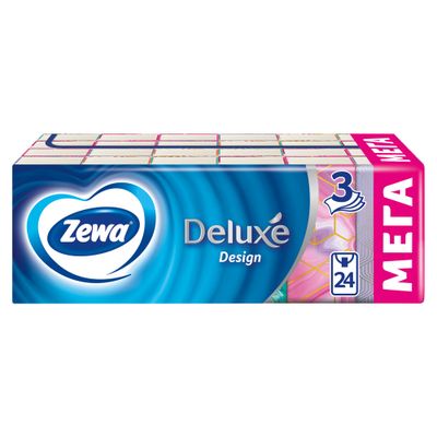 Бумажные платочки ZEWA Delux 24шт 3сл Family/СТАЙЛ (спайка 24 шт)