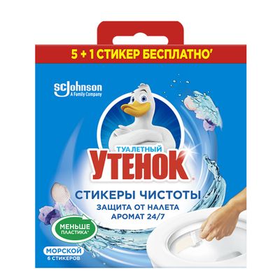 Средство для унитаза ТУАЛЕТНЫЙ УТЕНОК 6х10г Стикер Чистоты Морской /12