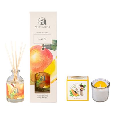 Набор Aromantique Ароматический набор Диффузор 50мл Манго + 60г Свеча Фруктовое суфле